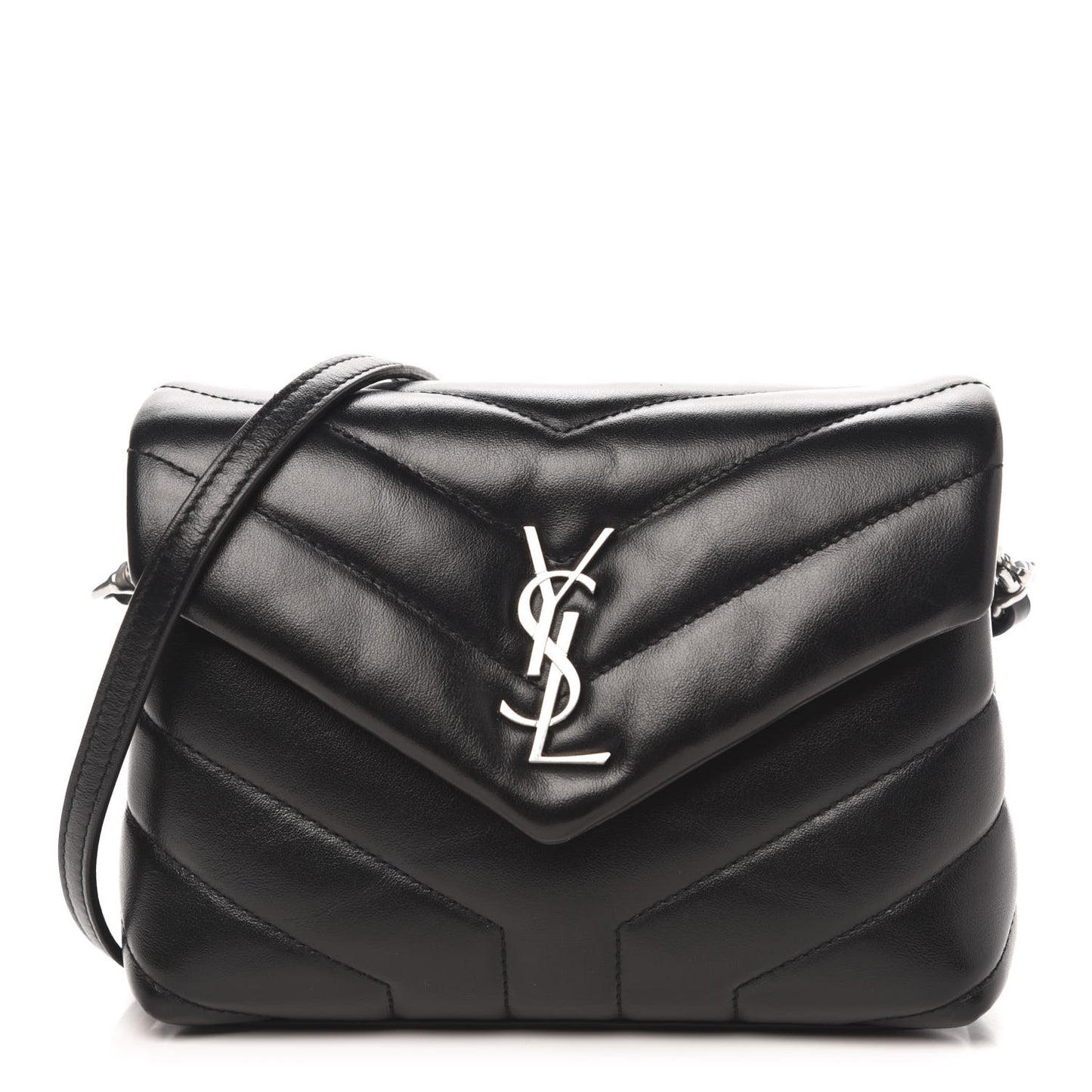 Calfskin Y Quilted Monogram Toy Loulou Crossbody Bag Black