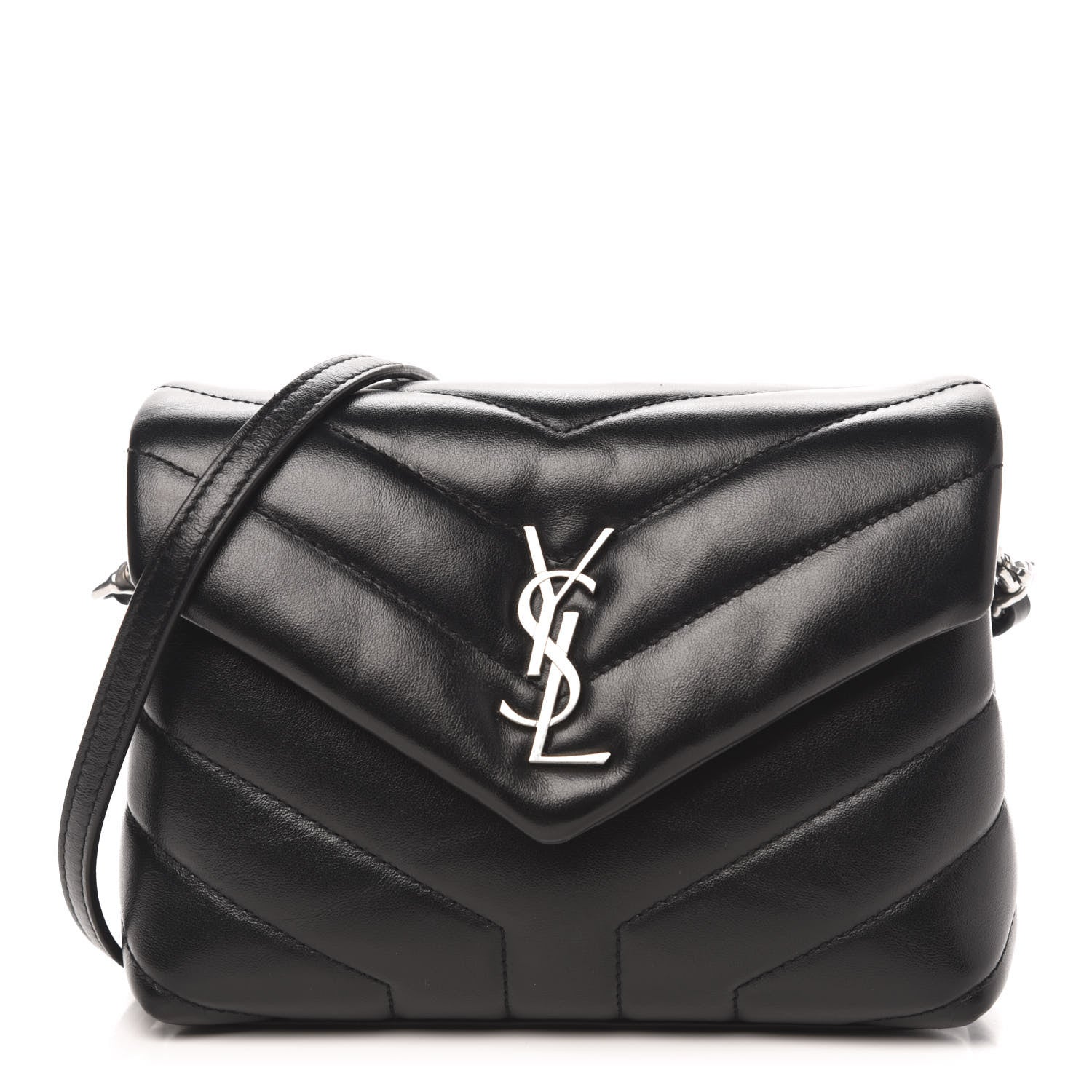 Saint Laurent Calfskin Y Quilted Monogram Toy Loulou Crossbody Bag Black 1 of 14