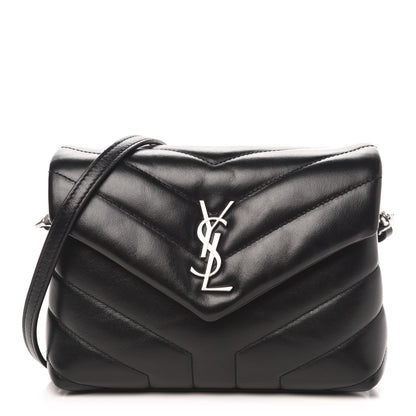 Saint Laurent Calfskin Y Quilted Monogram Toy Loulou Crossbody Bag Black 1 of 14