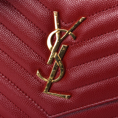Saint Laurent Grain De Poudre Matelasse Chevron Monogram Chain Wallet New Red 9 of 10