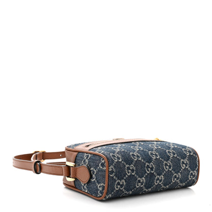 Gucci New Denim GG Monogram Dollar Calfskin Mini Ophidia Shoulder Bag Blue Tea Cuir Epilog 4 of 10