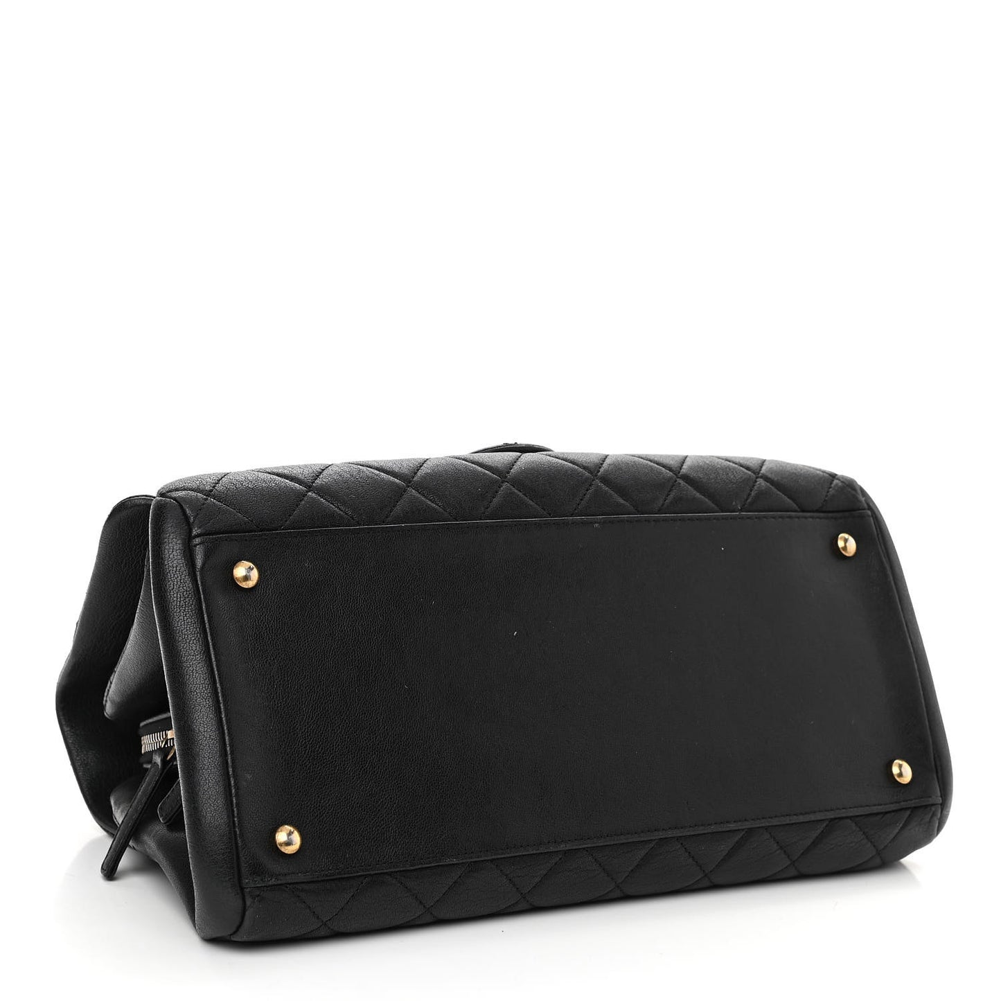 Shiny Sheepskin Quilted Large Trapezio Flap Black