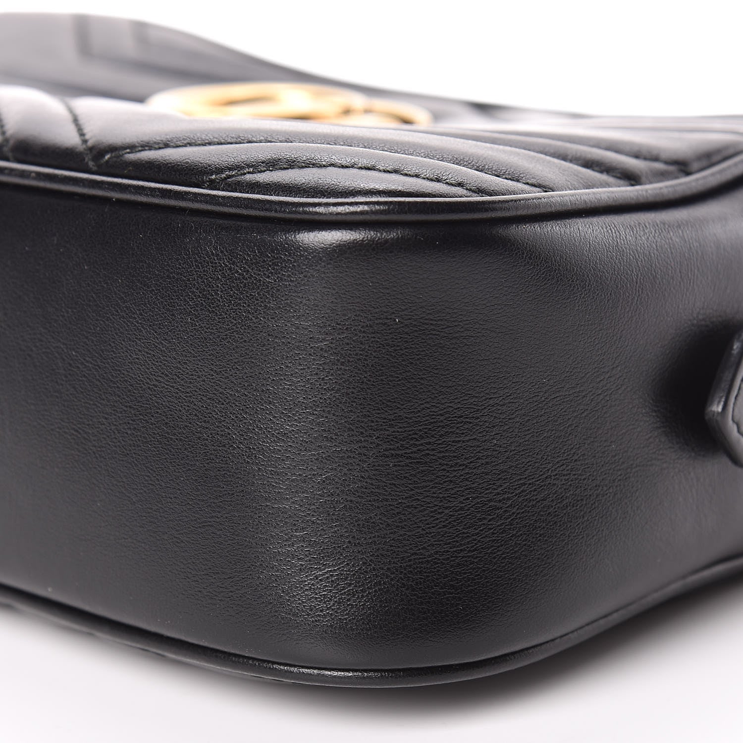 Gucci Calfskin Matelasse Small GG Marmont Chain Shoulder Bag Black 7 of 10