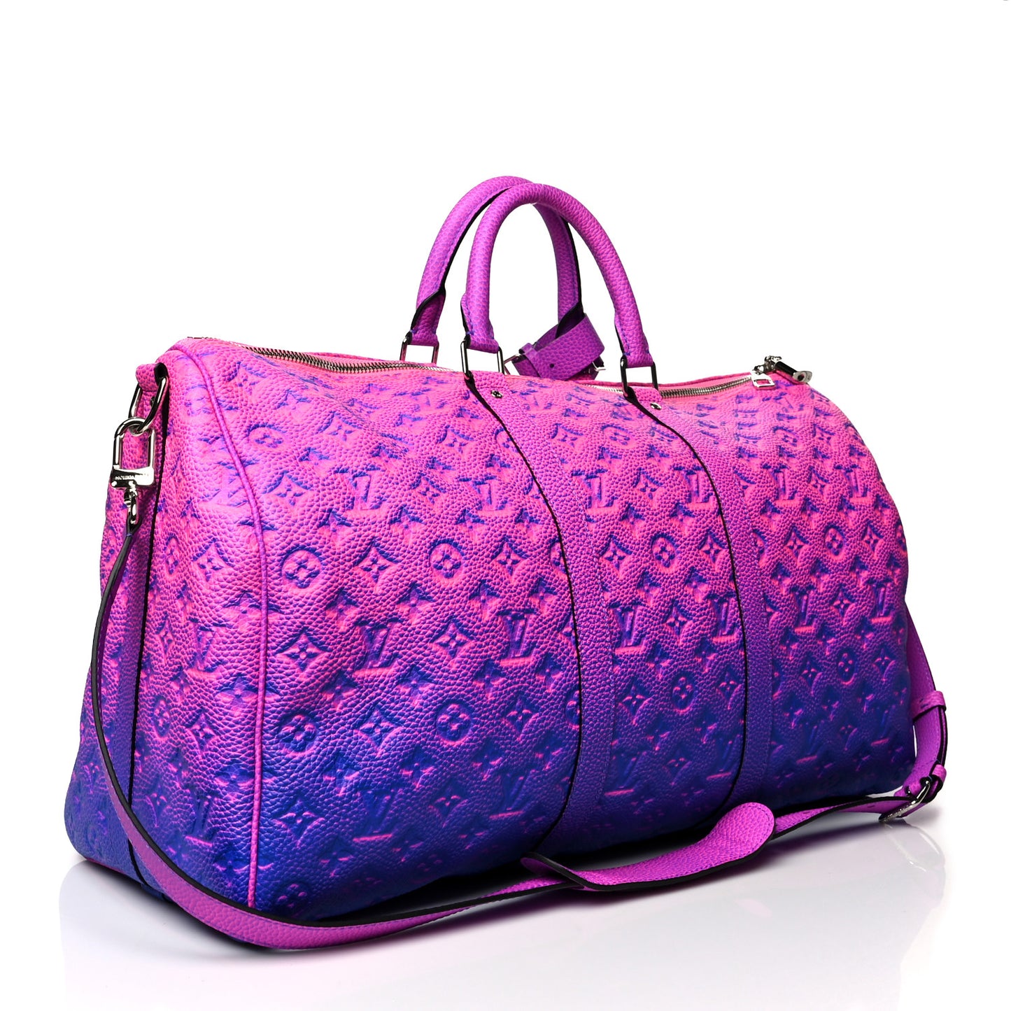 Taurillon Illusion Keepall Bandouliere 50 Bleu Rose