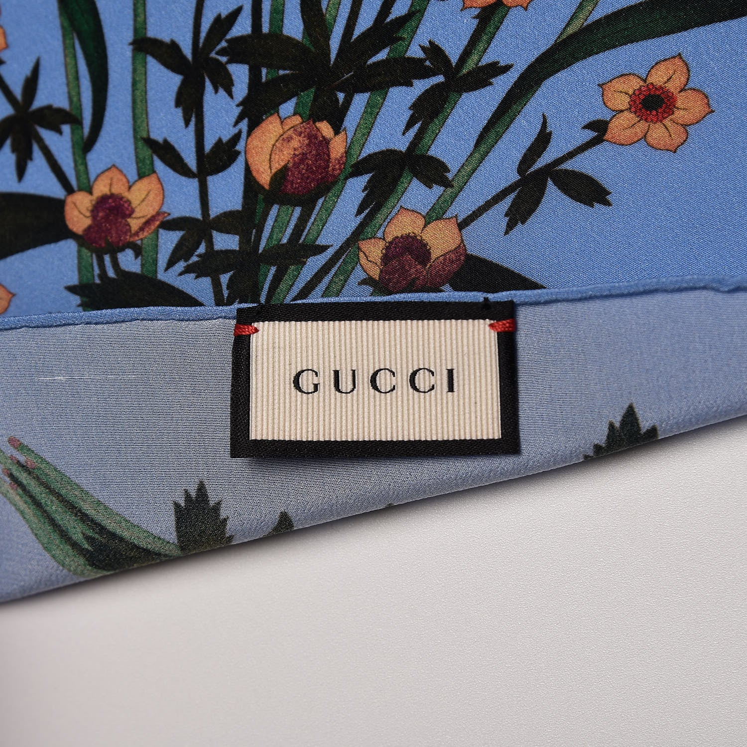 Gucci Silk Twill New Flora Square Scarf Bluette 4 of 5