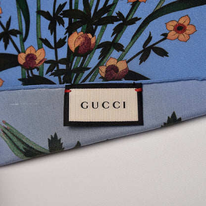Gucci Silk Twill New Flora Square Scarf Bluette 4 of 5