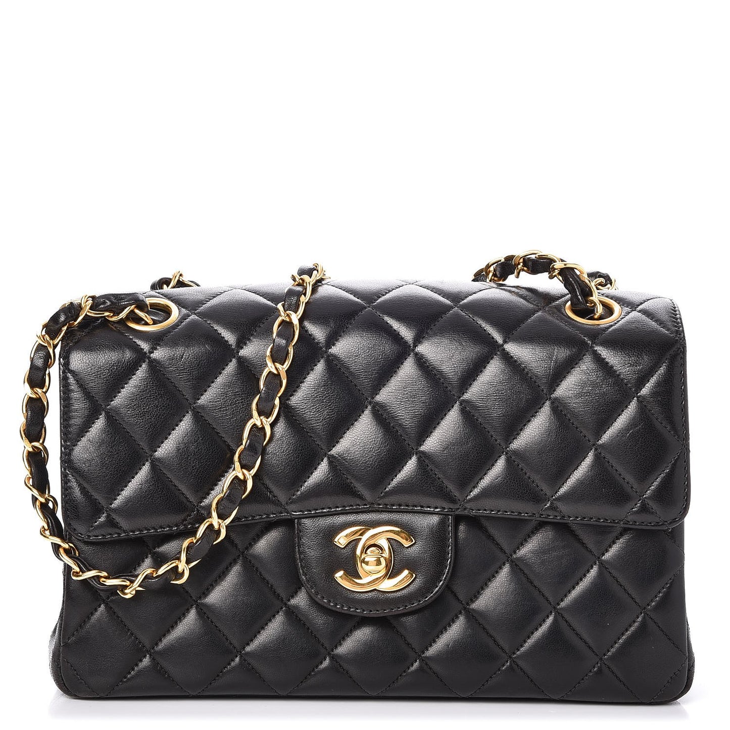 Lambskin Quilted Small Double Sided Flap Black