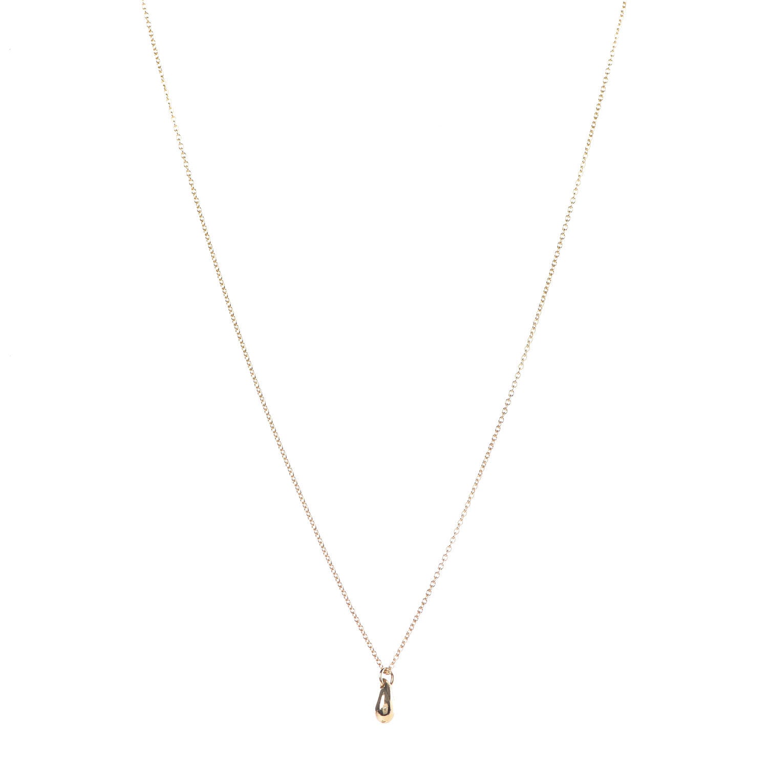 Tiffany 18K Yellow Gold 8mm Elsa Peretti Teardrop Pendant Necklace 1 of 7