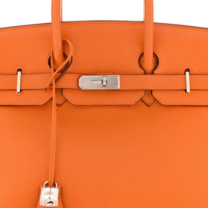 Hermes Taurillon Clemence Birkin 35 Orange 7 of 16