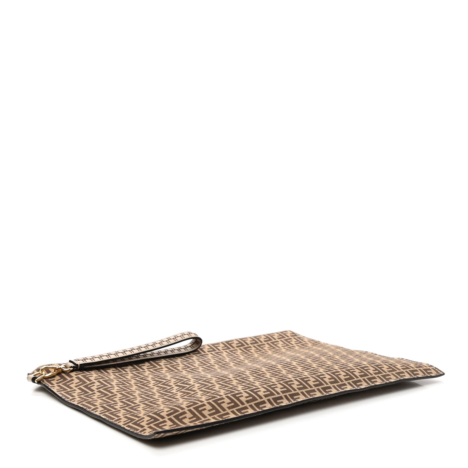 Fendi Suede Vitello Grace Micro FF Large Flat Pouch Nude Spring Maya 4 of 8