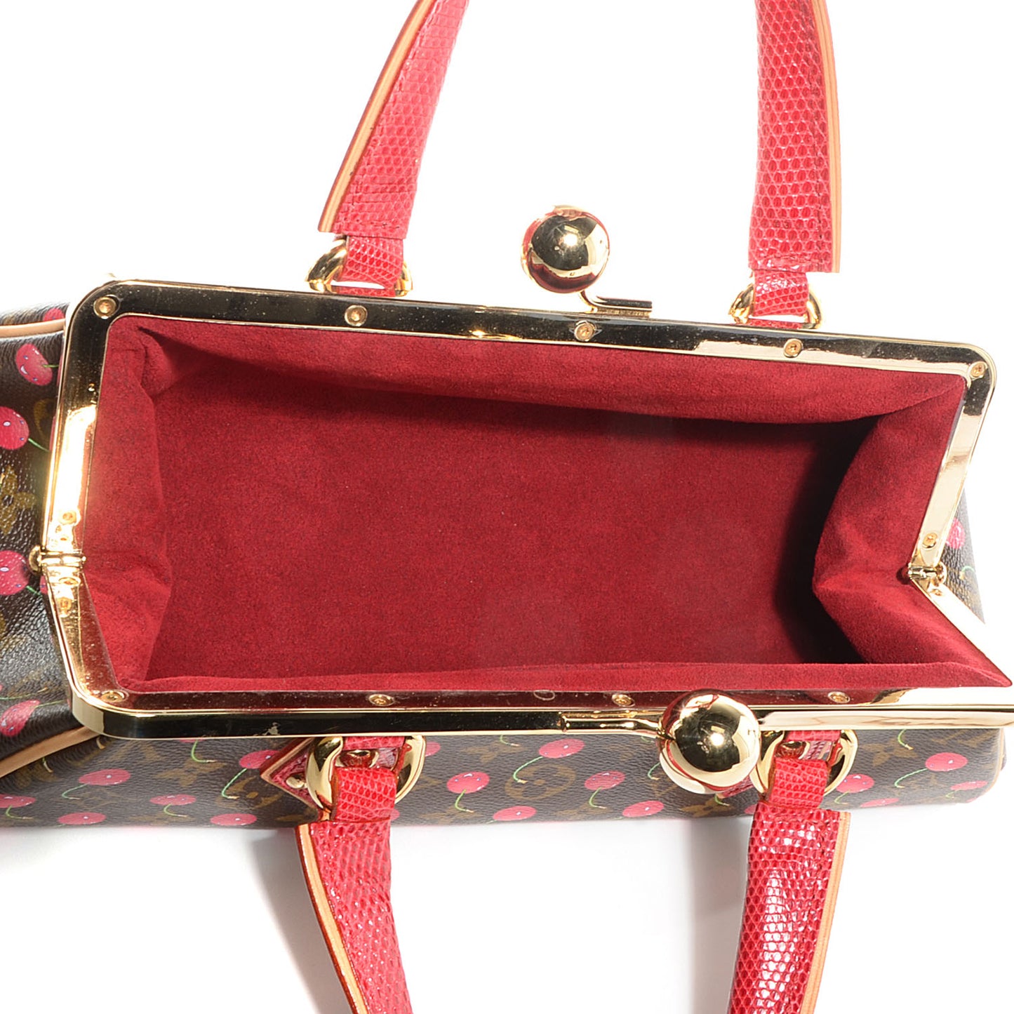 Monogram Cerises Lizard Sac Fermoir GM