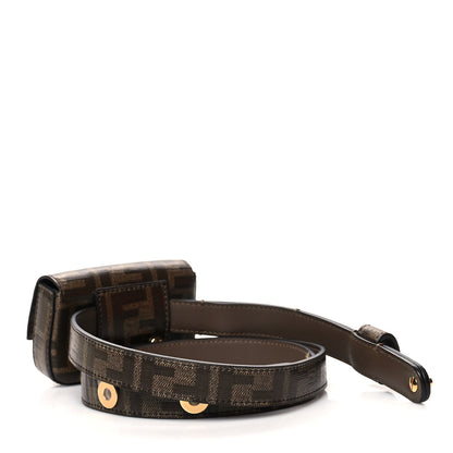 Fendi Glazed Fabric FF 1974 Belt Hip Belt Baguette Bag Mogano Panna 2 of 12