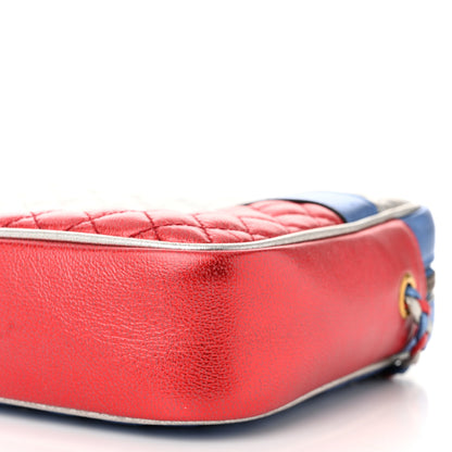 Gucci Laminated Nappa Trapuntata Small Zumi Shoulder Bag Rosso Marine Argento 10 of 10