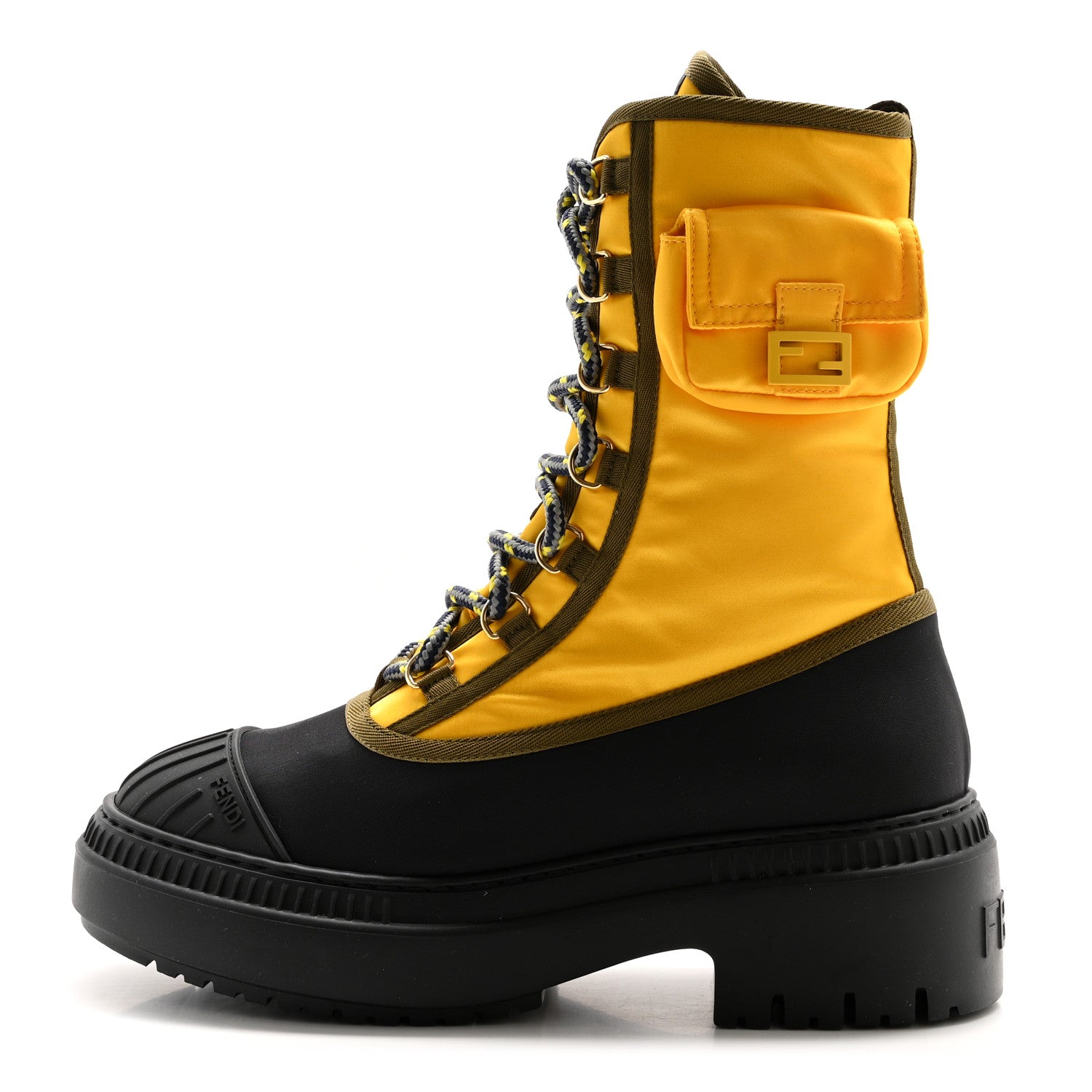 Fendi Nylon Baguette Domino 50mm Biker Boots 37 Mimosa Black 1 of 8