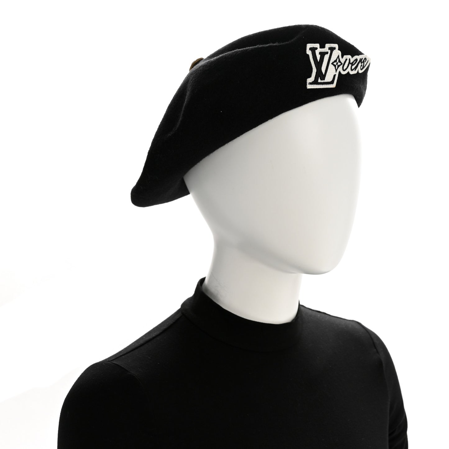 Wool LV Lovers Beret Black