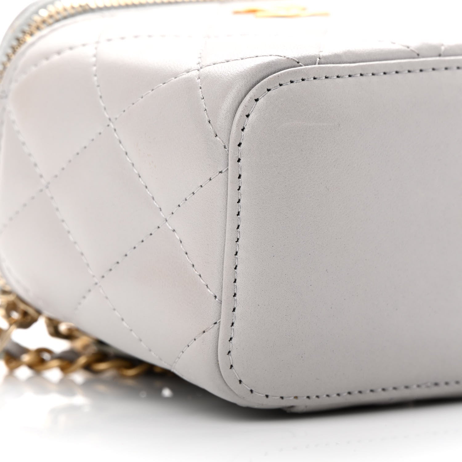 Chanel Lambskin Quilted Top Handle Mini Vanity Case With Chain Grey 9 of 16