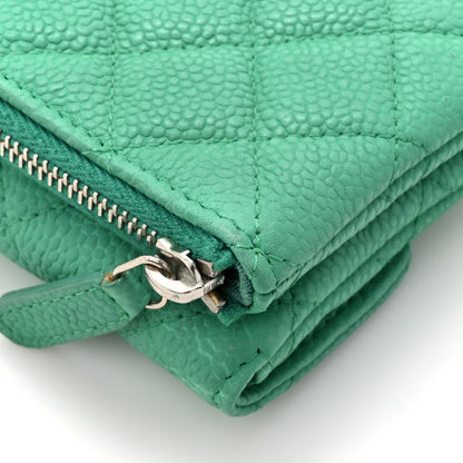 Chanel Iridescent Caviar Quilted Flap Zip Card Holder Green 12 of 13