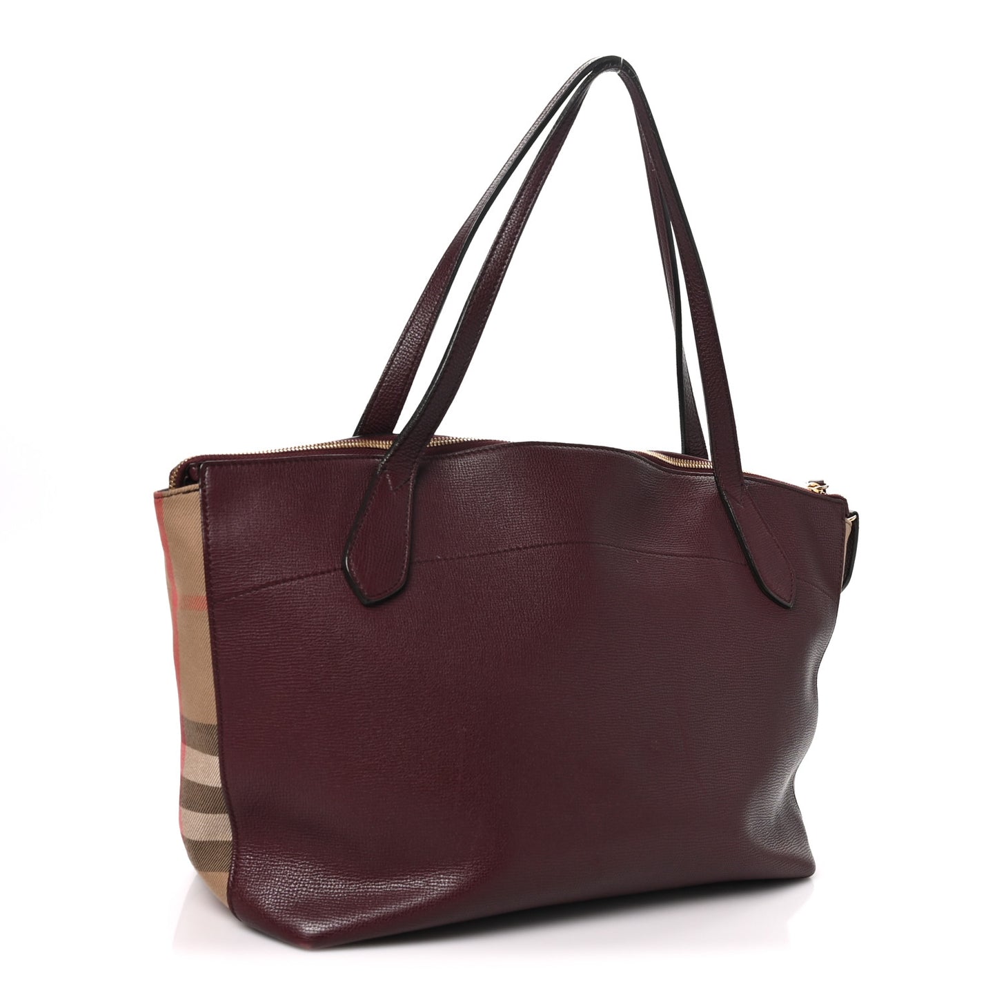 Derby Calfskin House Check Medium Welburn Tote Mahogany Red