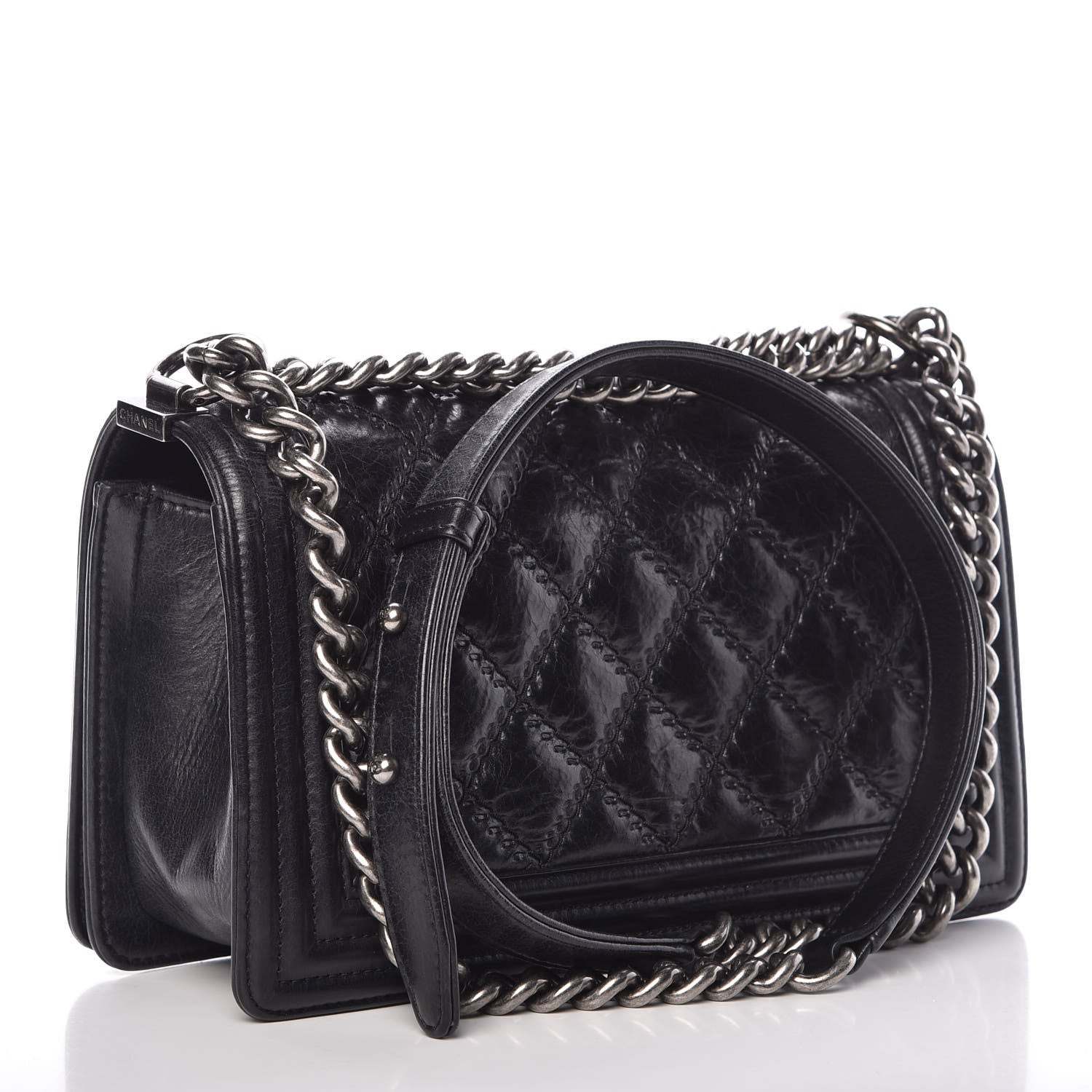 Chanel Calfskin Double Stitch Medium Boy Flap Black 3 of 15