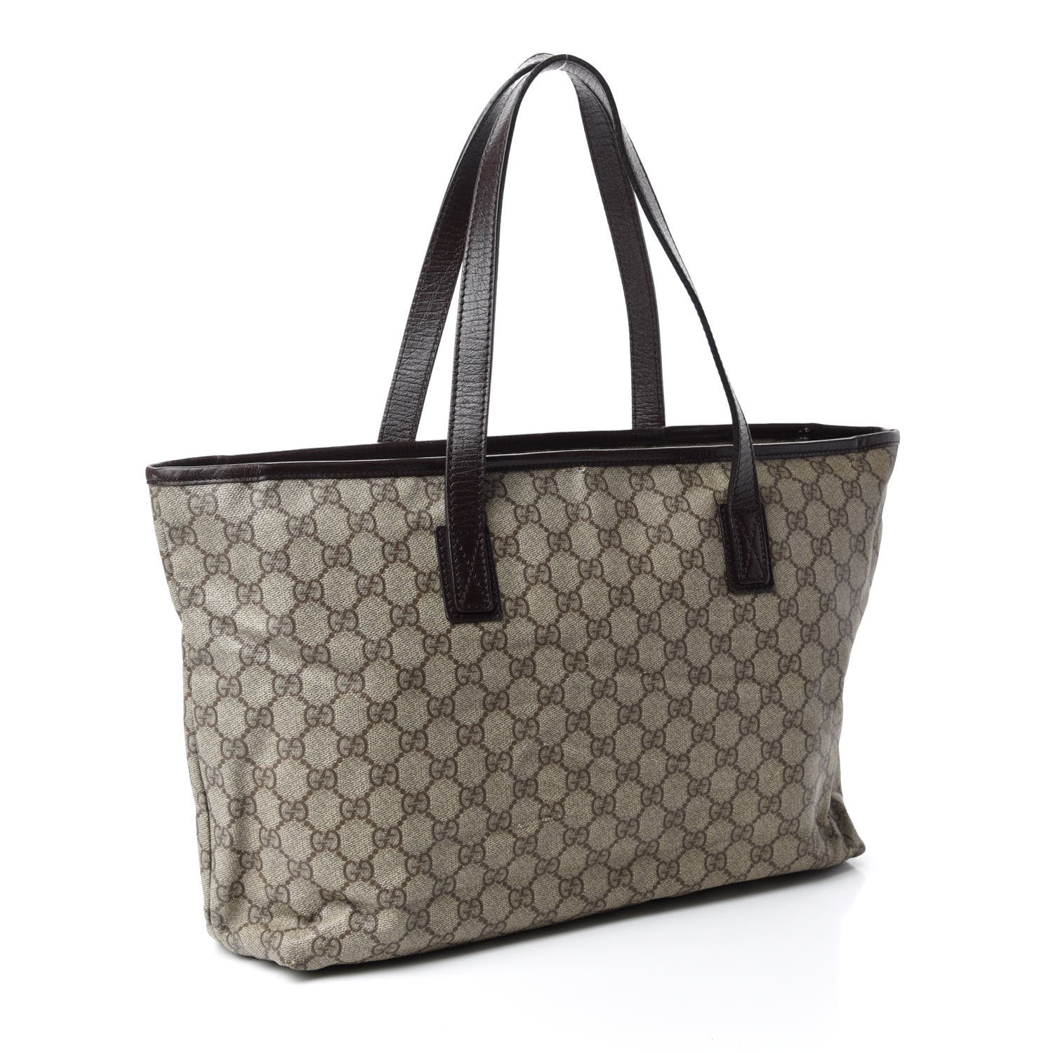 Gucci GG Supreme Monogram Medium Zippered Shopping Tote Dark Brown 3 of 14