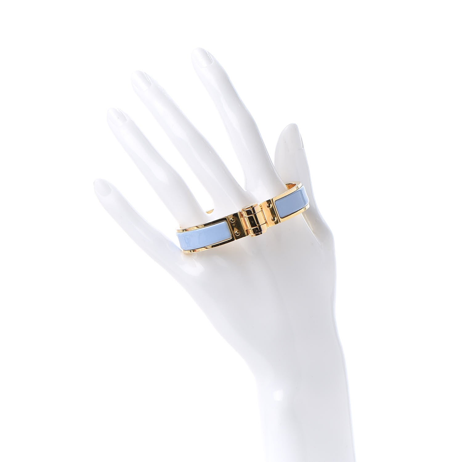 Hermes Enamel Charniere Uni Narrow Hinged Bracelet Bleu Lavande 2 of 5