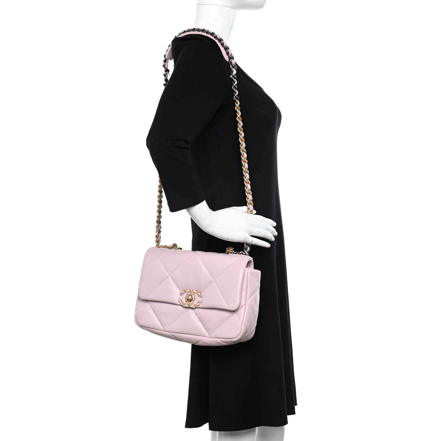 Lambskin Quilted Medium Chanel 19 Flap Light Pink