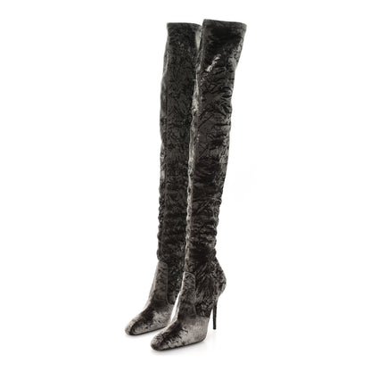 Saint Laurent Velvet Ella Knee High Boots 39.5 Bella Green 4 of 8
