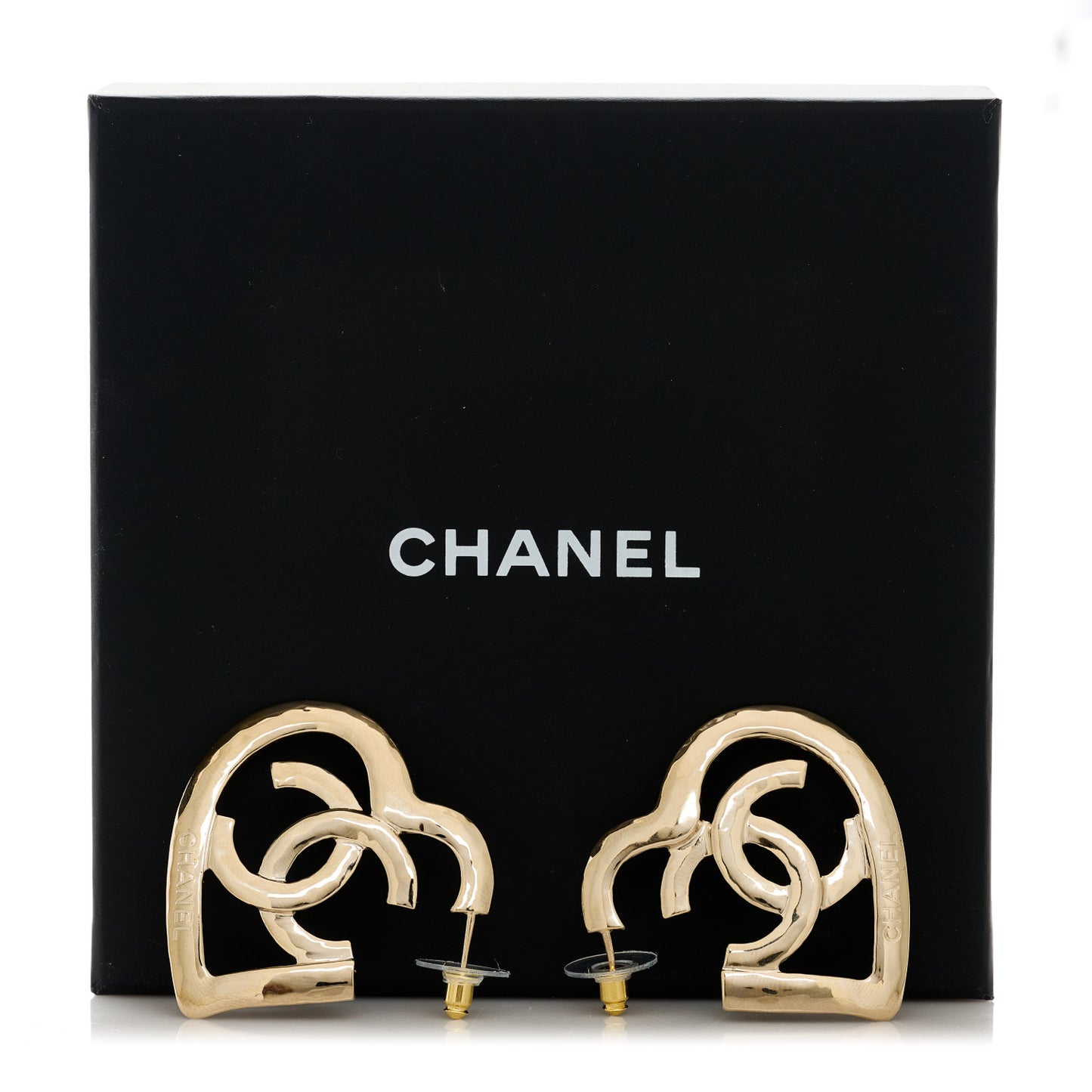 Metal CC Heart Coco In Love Hoop Earrings Gold
