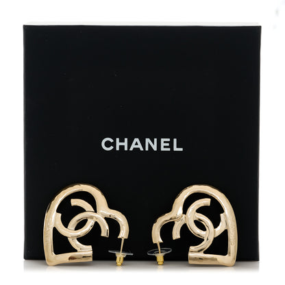 Chanel Metal CC Heart Coco In Love Hoop Earrings Gold 6 of 6