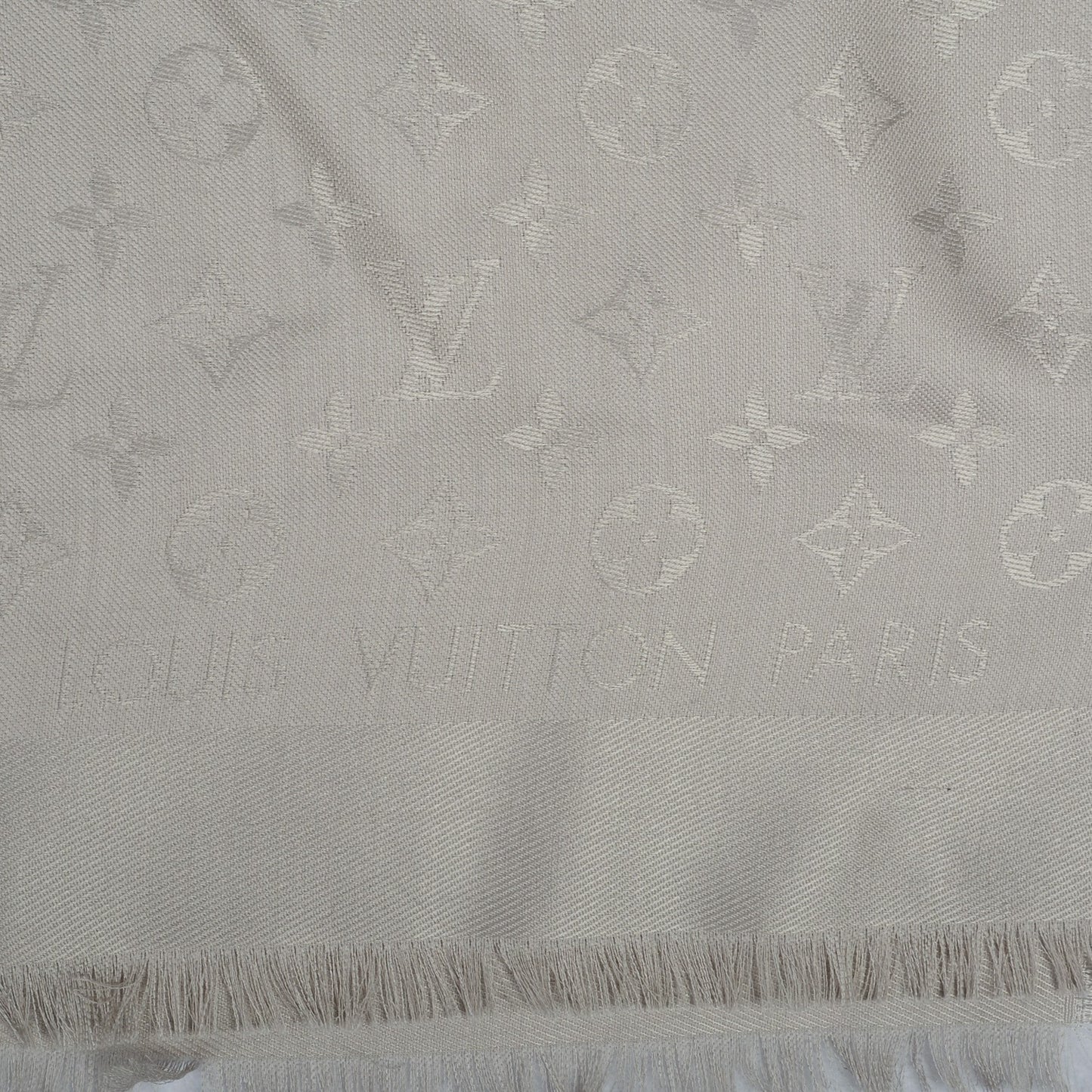 Silk Wool Monogram Shawl Beige
