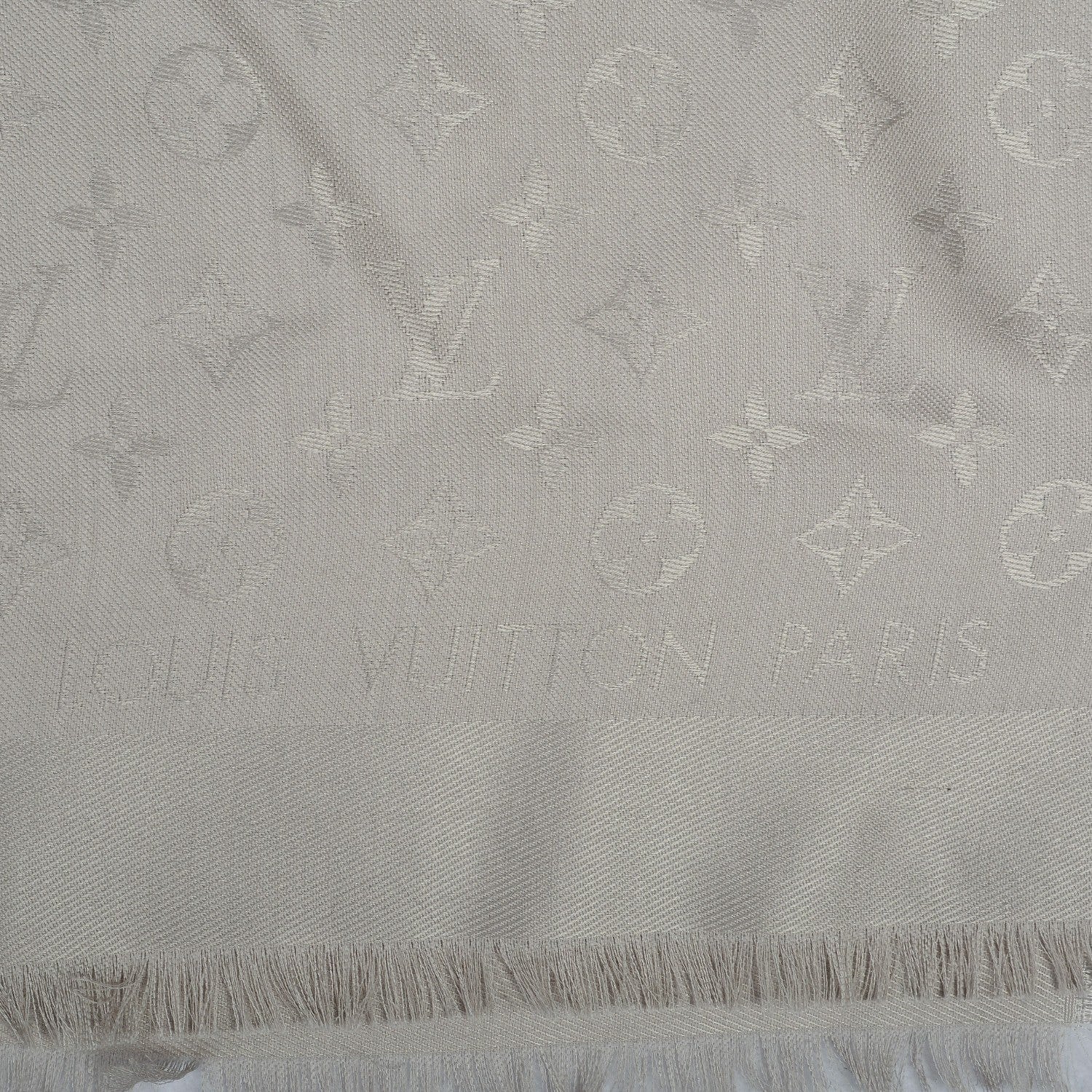 Louis Vuitton Silk Wool Monogram Shawl Beige 5 of 16