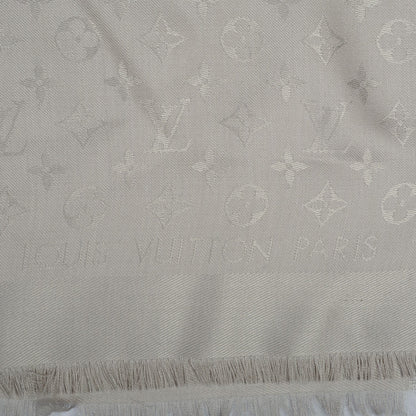 Louis Vuitton Silk Wool Monogram Shawl Beige 5 of 16