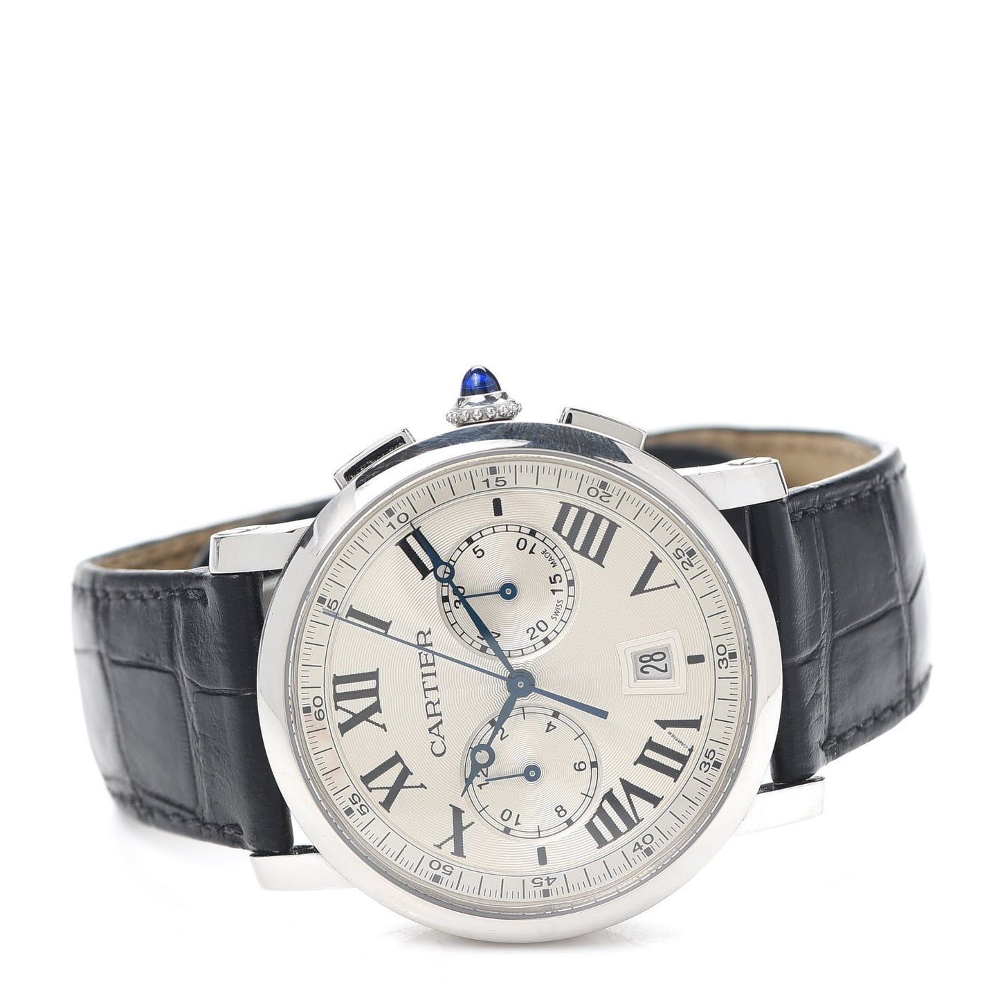 Stainless Steel Alligator 40mm Rotonde Cartier Automatic Watch