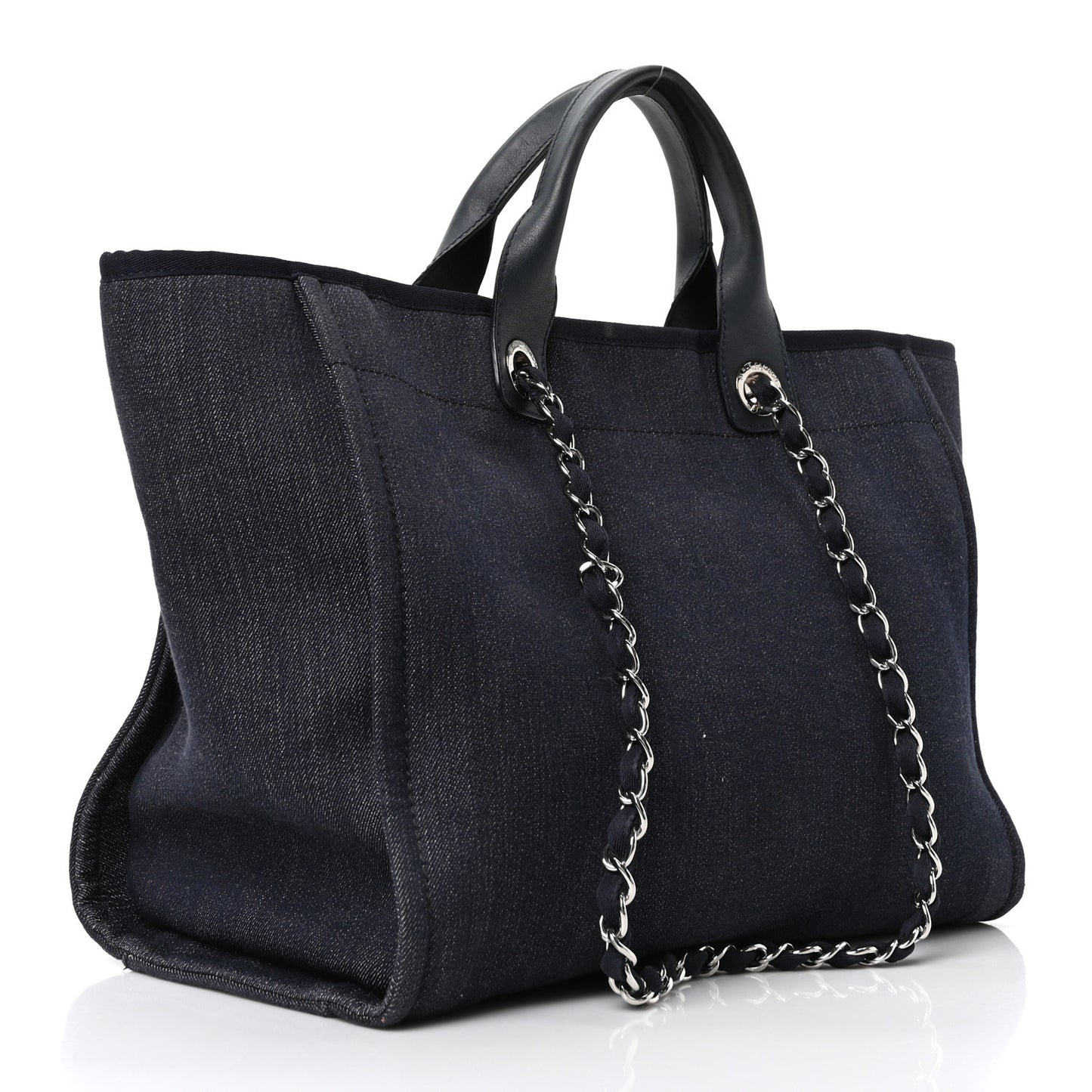 Denim Medium Deauville Tote Blue Orange