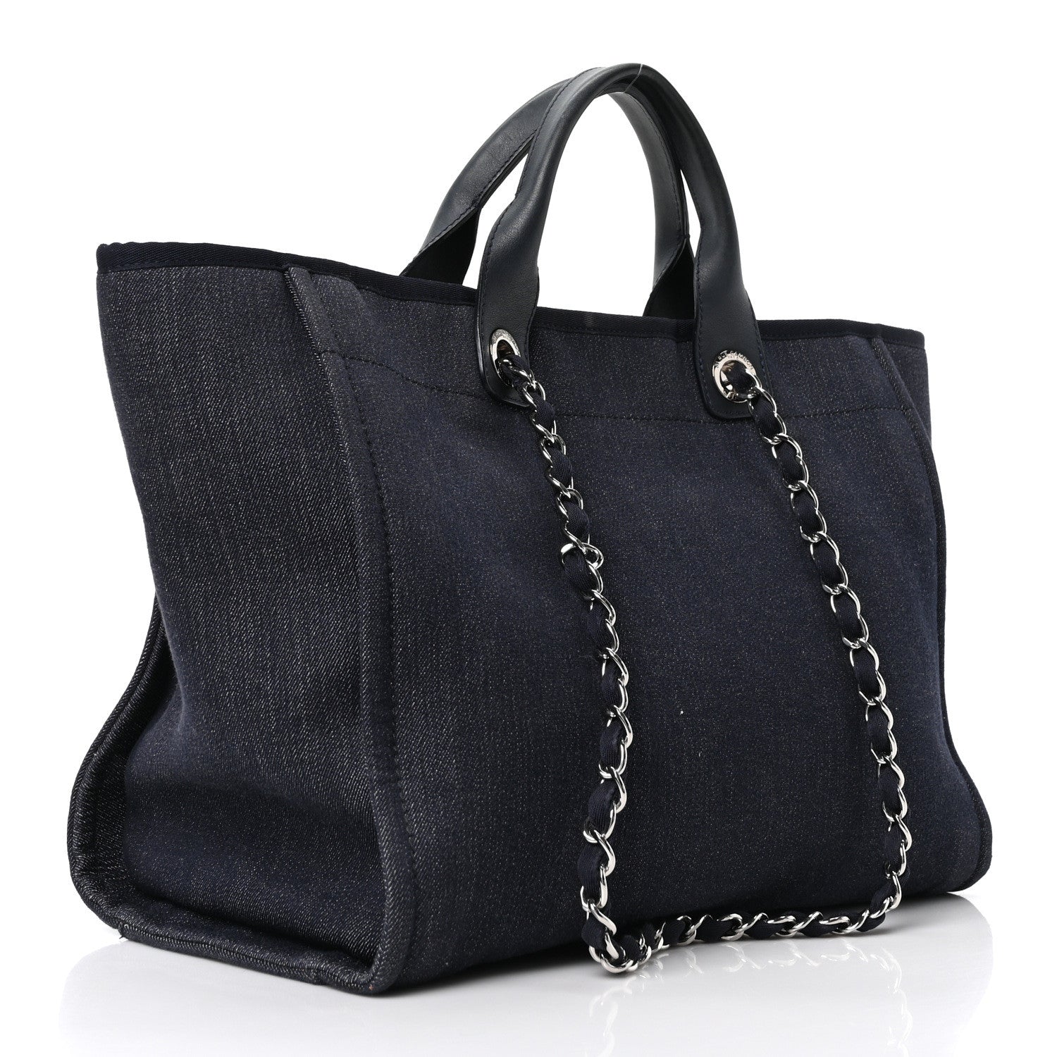 Chanel Denim Medium Deauville Tote Blue Orange 3 of 10
