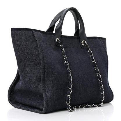 Chanel Denim Medium Deauville Tote Blue Orange 3 of 10
