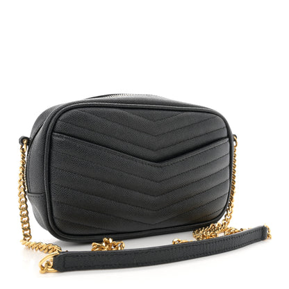 Saint Laurent Grain De Poudre Matelasse Monogram Mini Lou Camera Bag Black 3 of 10