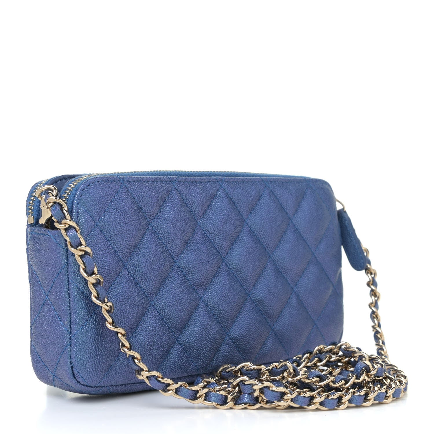 Chanel Iridescent Caviar Quilted Clutch With Chain Dark Blue 2 of 6