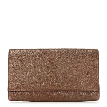 Saint Laurent Metallic Crackled Calfskin Large Belle De Jour Clutch Gold 1 of 7