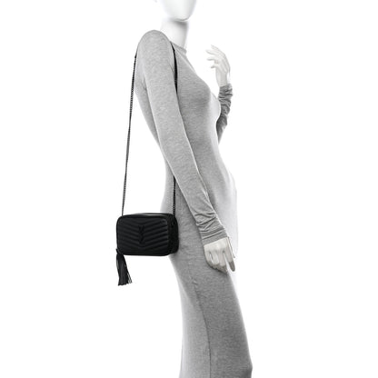 Saint Laurent Grain De Poudre Matelasse Monochrome Monogram Mini Lou Camera Bag Black 2 of 10