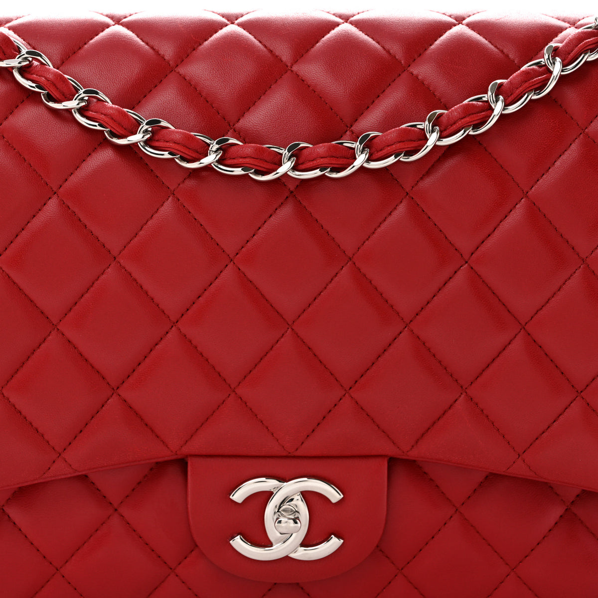 Chanel Lambskin Quilted Maxi Double Flap Red 7 of 9