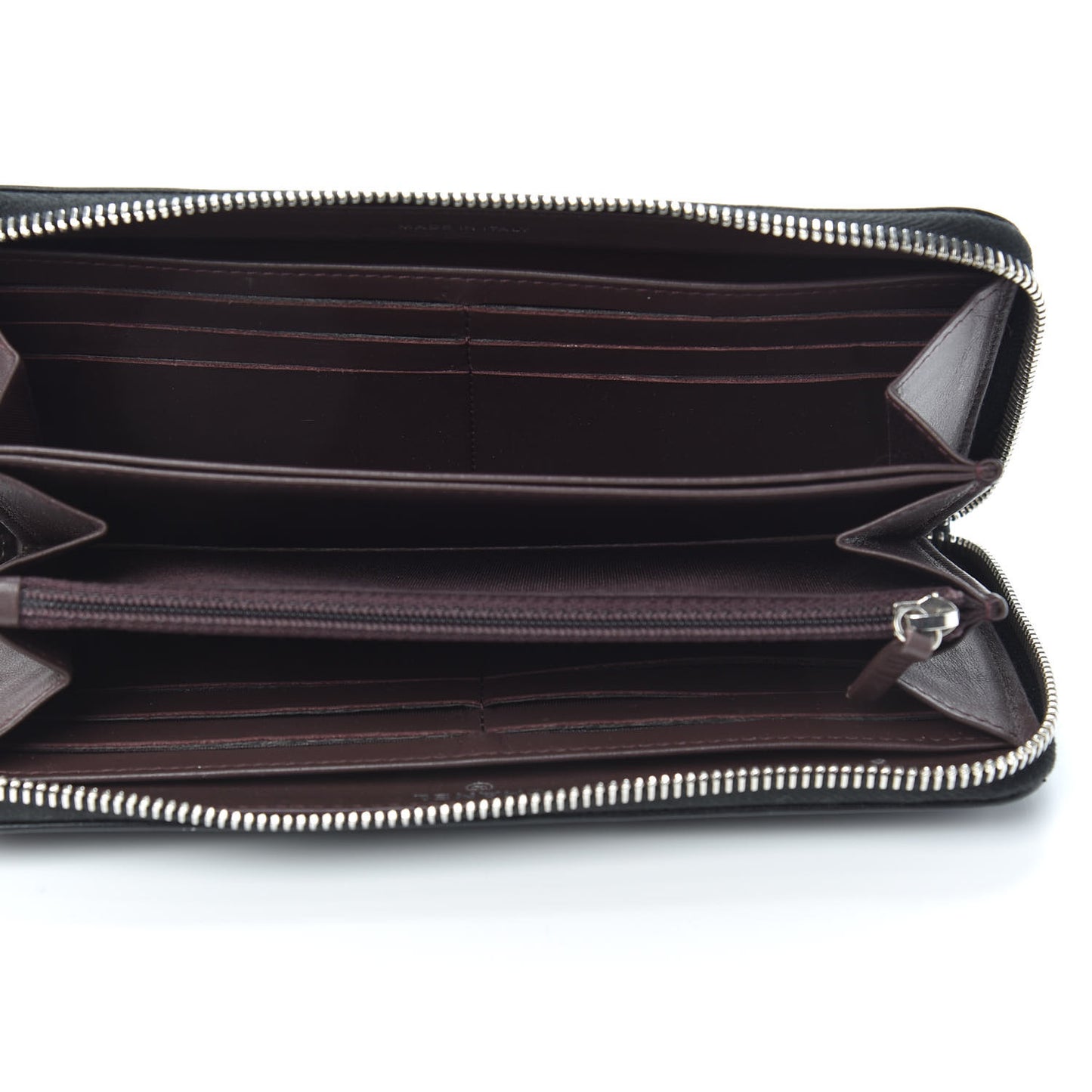 Grained Calfskin Neo Executive Zip Around Wallet Black