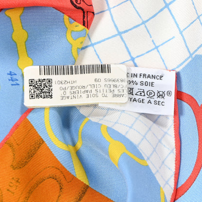 Hermes Silk Vintage Les Petits Papiers Scarf 70 Bleu Ciel Rogue 4 of 5