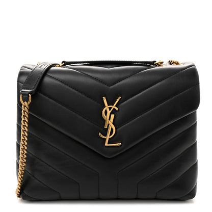 Saint Laurent Calfskin Y Quilted Monogram Small Loulou Chain Satchel Black 1 of 11