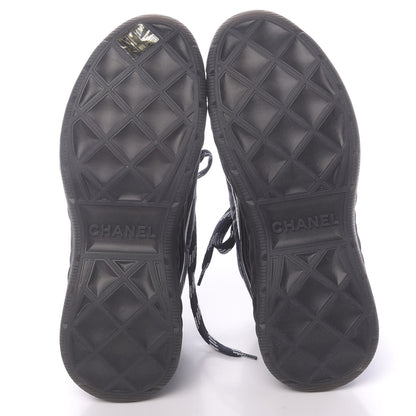 Chanel Fabric Calfskin Suede Womens CC Sneakers 37 Navy 5 of 9