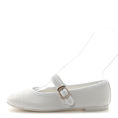 Chanel Lambskin Mary Jane Flats 36 White 1 of 11