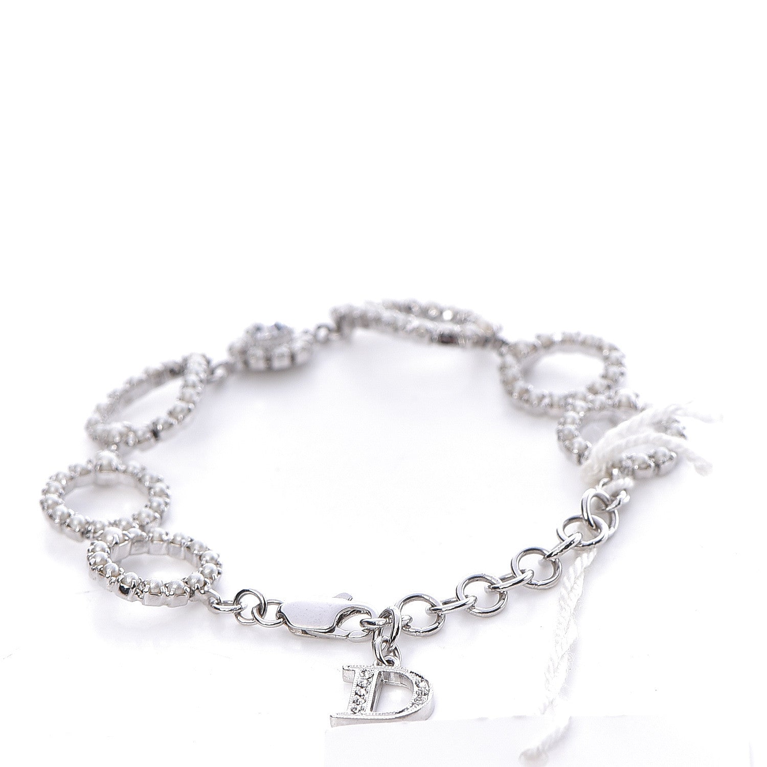 Christian Dior Crystal Pearl Studio Bracelet Silver Blanc 3 of 7