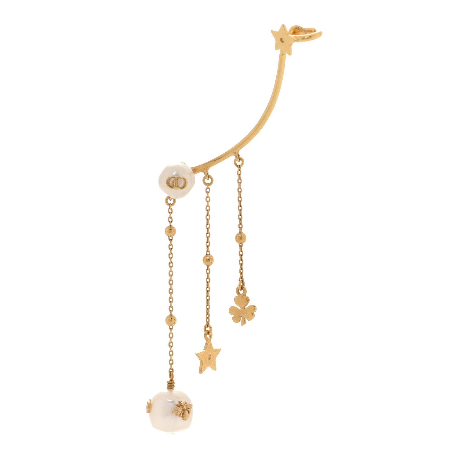 Christian Dior Pearl Shiny-D Earring Gold 1 of 5