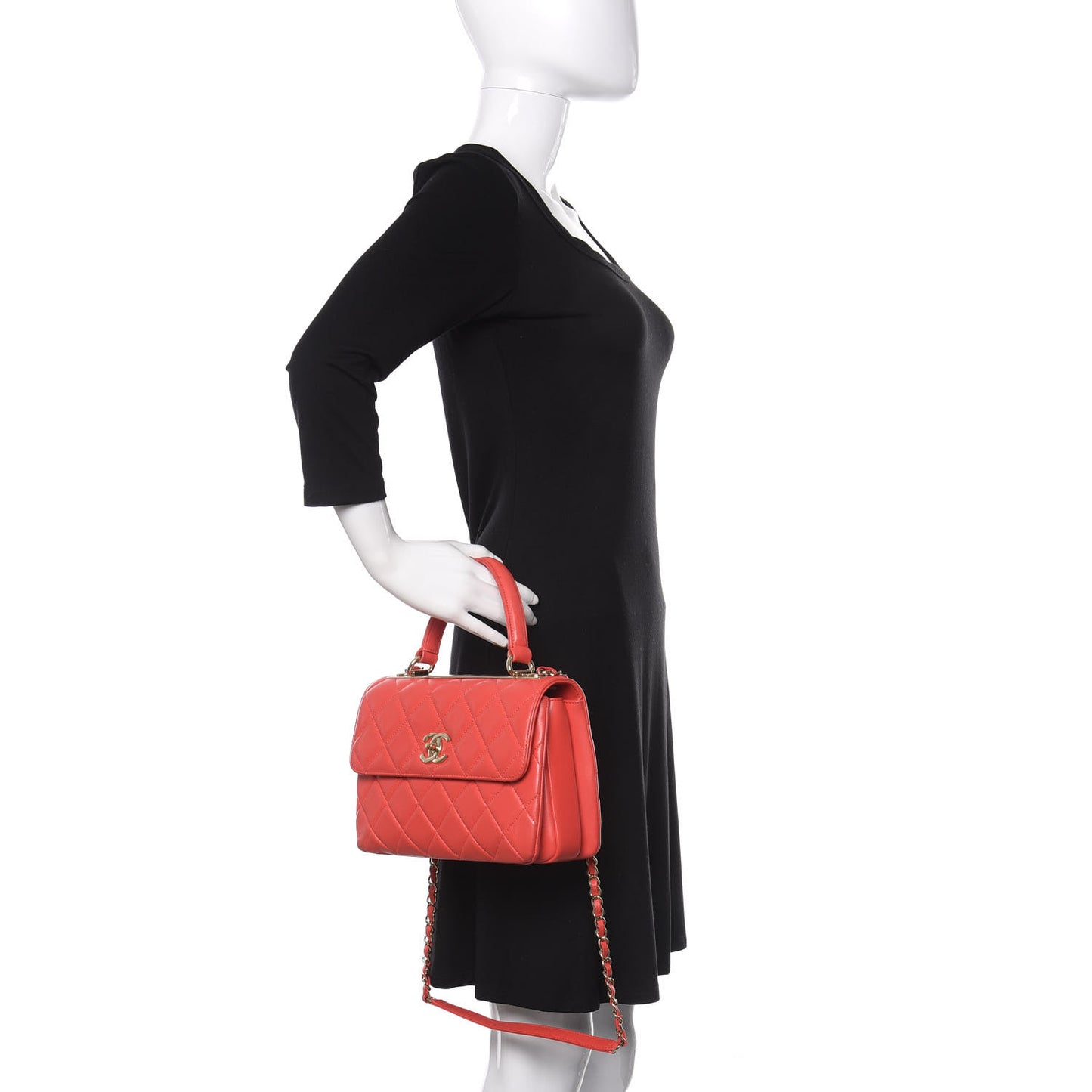 Lambskin Quilted Small Trendy CC Flap Dual Handle Bag Red