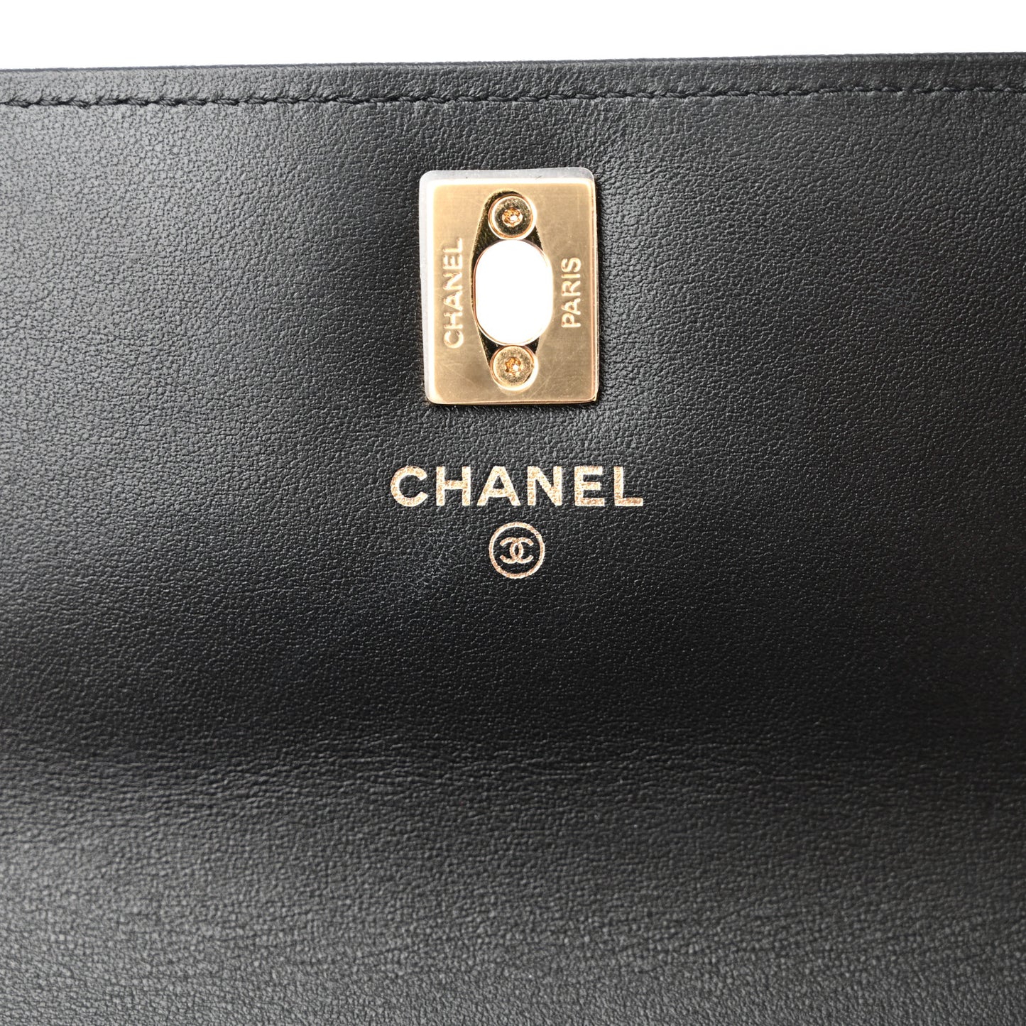Shiny Caviar Quilted Flap Charm Wallet On Chain WOC Black